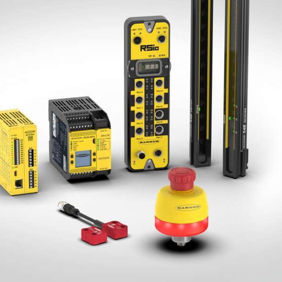 Safety Controllers, Illuminated E-Stops and Safety Light Curtains